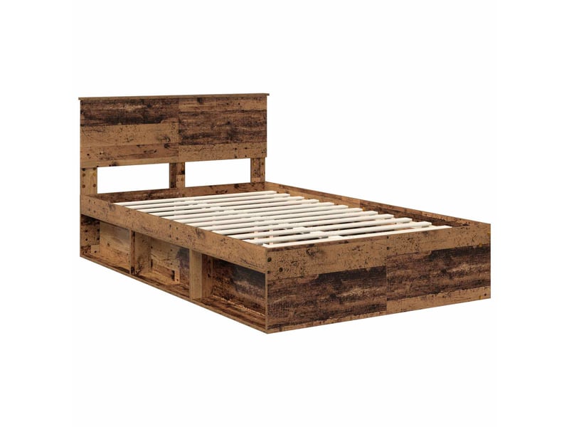  Lit double- lit adulte -  cadre de lit bois ancien 120 x 190 cm pin massif  - Conforama C