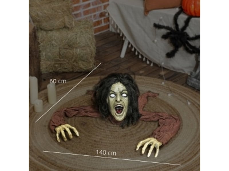  Décoration zombie rampante halloween 140x60x20 cm sonore lumineuse marron  - Conforama E