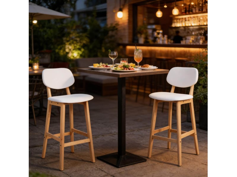 Tabourets de bar 91,5 cm – blanc – lot de 2 avec assise rembourrée et dossier ergonomique pour cuisine  - Conforama B