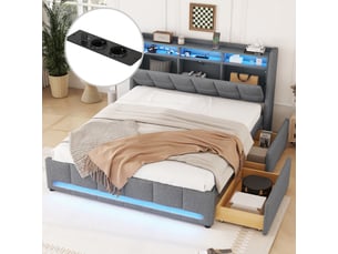 Lit avec rangement 140x200 cm   Morn Vibe coloris gris