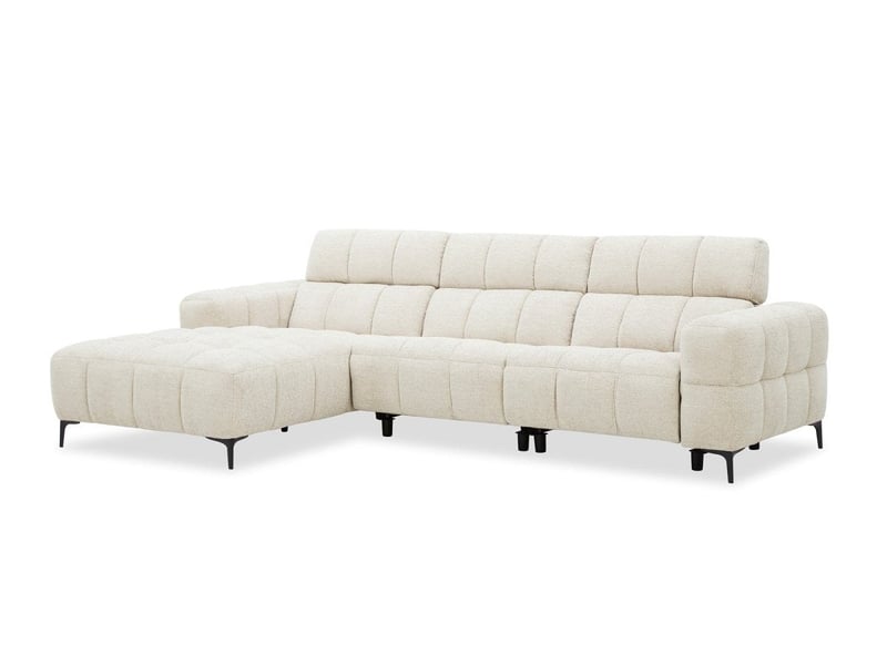  Canapé d'angle relax électrique en velours texturé beige edelmira - angle gauche KM7965-M3-BEI - Conforama D