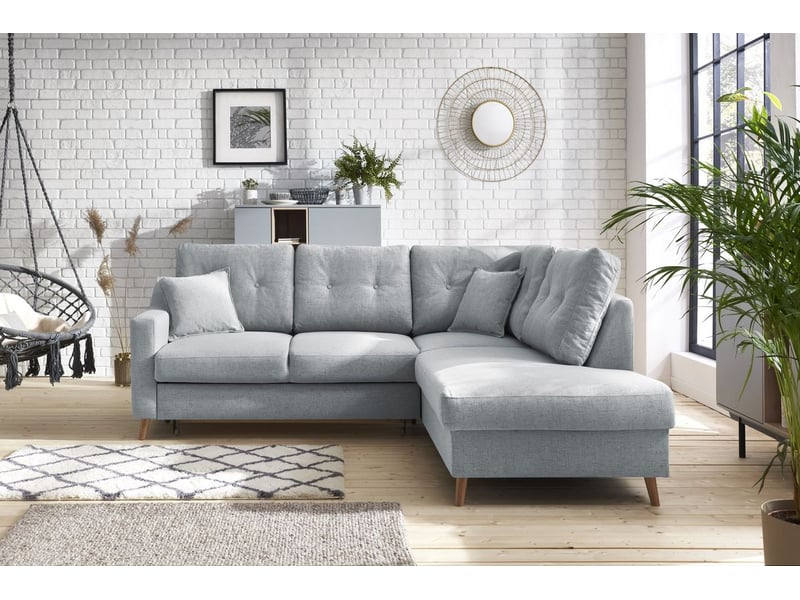  Bobochic canapé d'angle l convertible sweden gris clair  angle droit SWEDEN - Conforama C