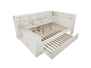 Lit banquette 140x190 cm <strong>LEYTN</strong> <strong></strong> coloris blanc