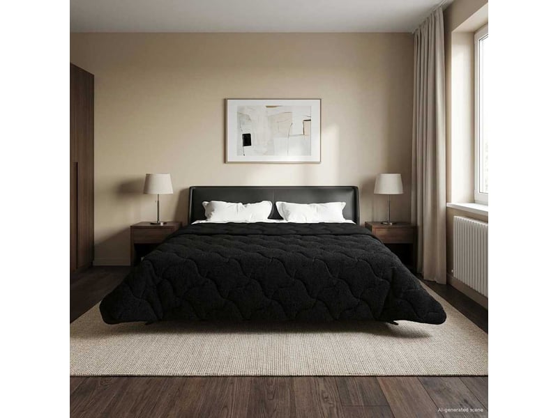  Duvet - couette complet toute l'année matelassé noir 220 x 240 cm  - Conforama D