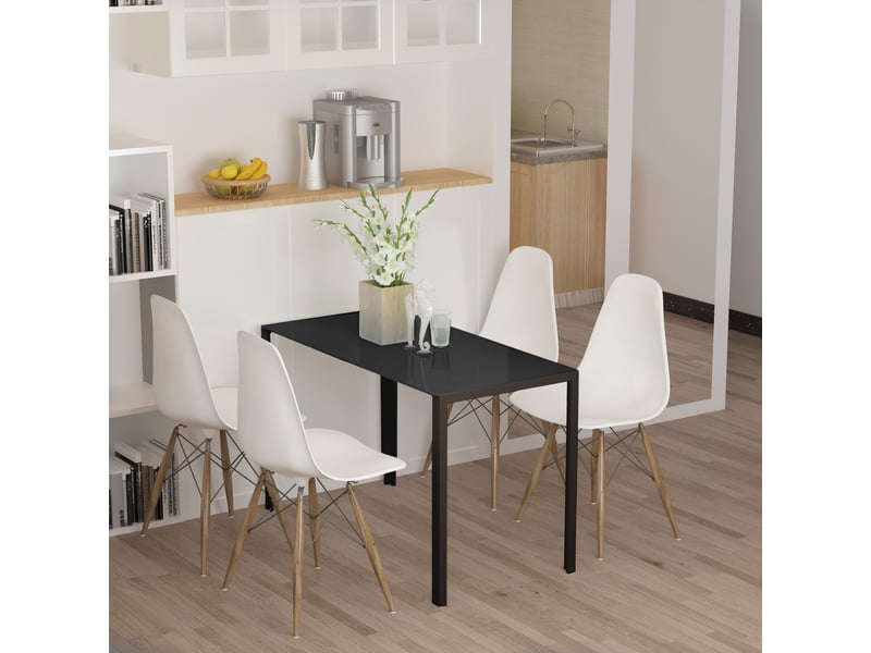  Table à manger, table de cuisine, grande table, design moderne, 120 cm x 60 cm x 75 cm, noire  - Conforama D