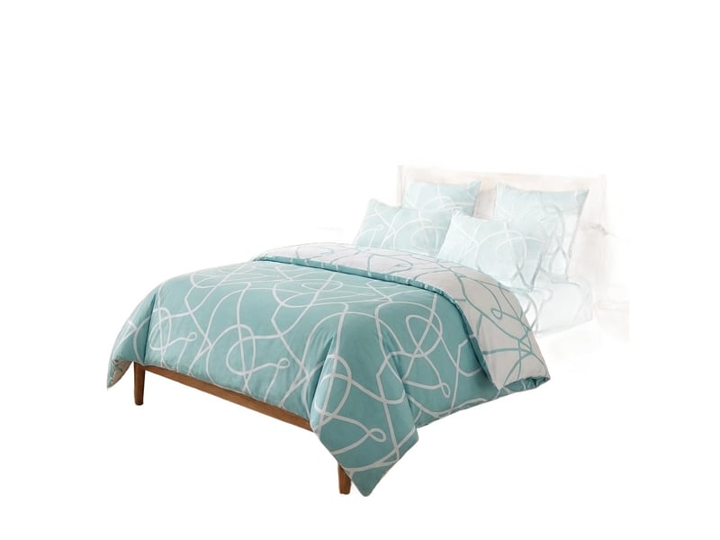  Parure de lit 220x240 cm coton pablo aqua PD25477 - Conforama A