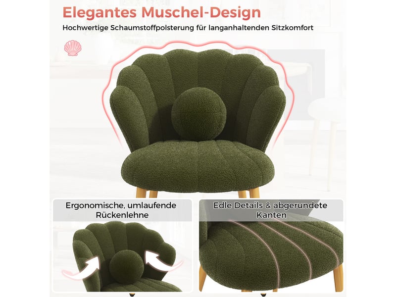  Lot de 4 chaises – rembourrées – pieds en métal doré – vert  - Conforama W