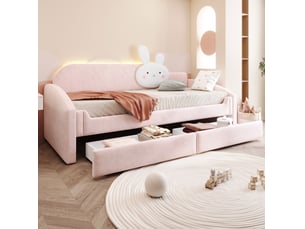 Lit banquette 90x200 cm <strong></strong> <strong></strong> coloris rose