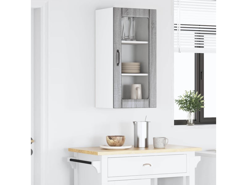 Meuble mural de cuisine, cabinet en verre mural gris sonoma 40x31x80cm - Conforama D