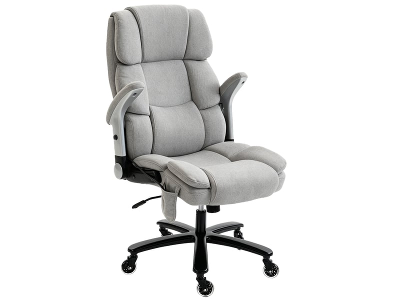  Chaise de bureau avec soutien lombaire pneumatique, accoudoirs relevables, ressorts ensachés, gris clair  - Conforama B