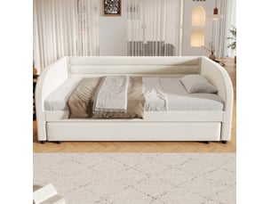 Lit simple 90x200 cm MEUBLIV coloris beige