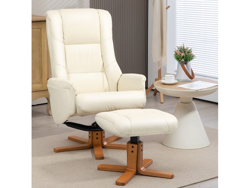  Fauteuil relax inclinable avec repose-pieds blanc crème, fonction bascule, dossier haut  - Conforama B