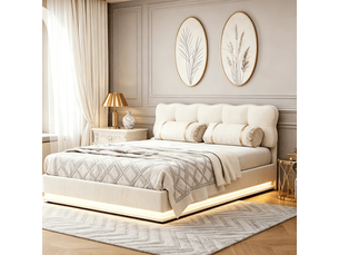 Lit coffre 140x190 cm coloris beige