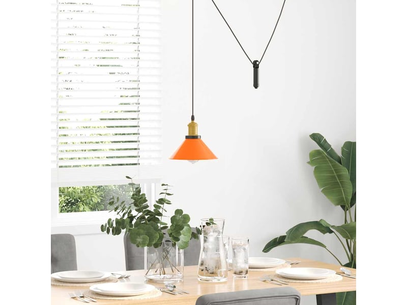 Lampe suspendue, suspension luminaire réglable hauteur e27 orange brillant métal shl48457 - Conforama C