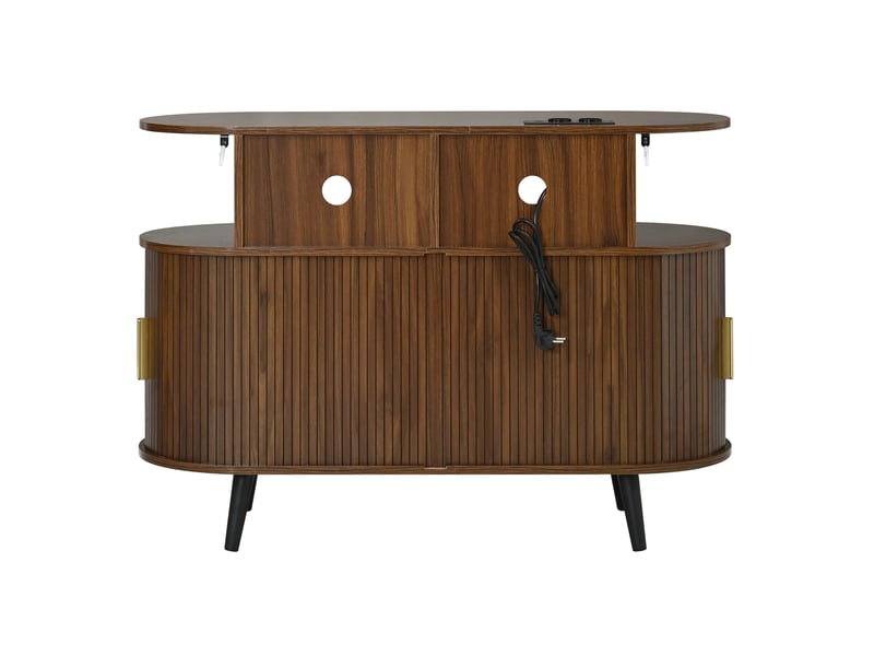 Meuble hifi,110x40x76 cm,portes coulissantes et rangement,mdf,finition noyer - Conforama C