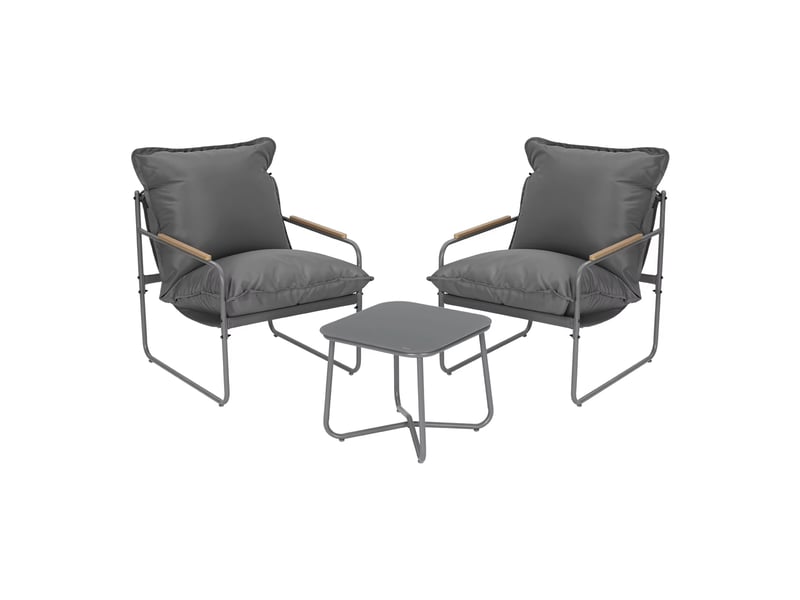 Ensemble de meubles de balcon 45x45x40,5 cm métal verre gris - Conforama A