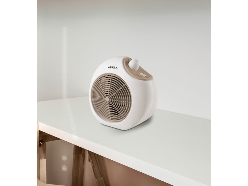  Chauffage soufflant ABRILA Savona 2000 W blanc et beige, 2 puissances, 3 fonctions, thermostat réglable et sécurité anti-basculement 228122015 - Conforama C