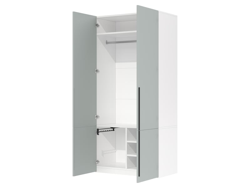  Armoire penderie 90 x 50 x 200 cm - 1 barre de penderie - porte pantalons coulissant - mdf et panneaux de particules - gris  - Conforama E