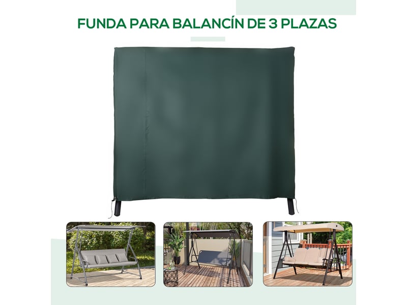  Housse de protection pour balancelle de jardin 177 x 114 x 152 cm, tissu oxford 600d imperméable, résistant aux uv, avec fermeture éclair et cordons,  - Conforama D