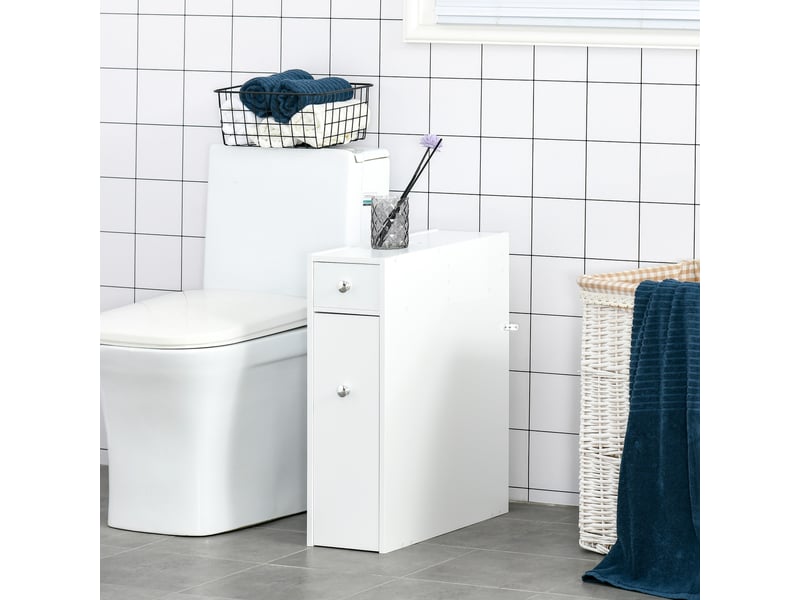  Meuble pour toilette salle de bain avec rangement papier toilette - 17 x 48 x 58 cm - 2 tiroirs organisateur en mdf  - Conforama A