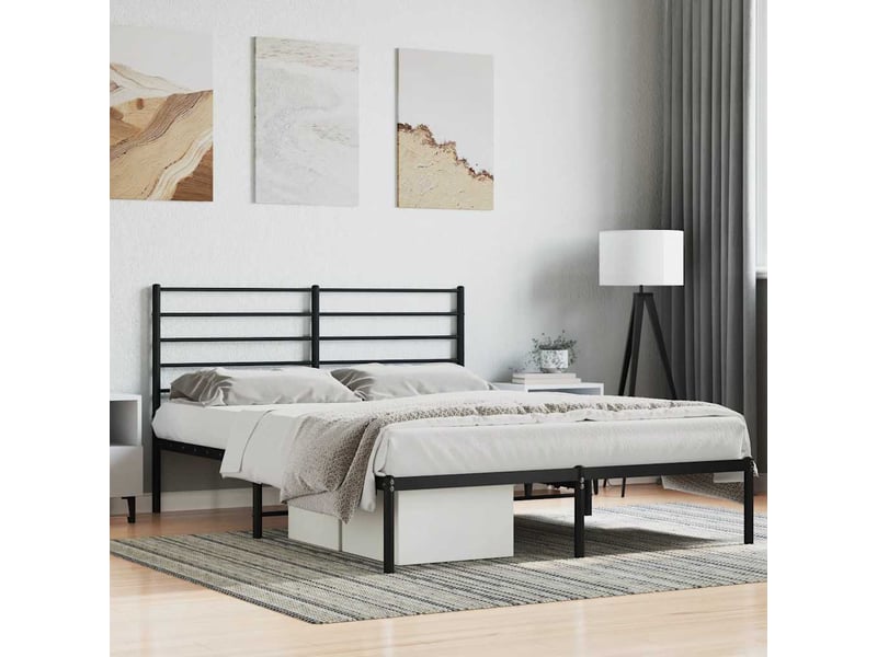  Lit double- lit adulte -  cadre de lit métal sans matelas et tête de lit noir 160x200 cm  - Conforama C