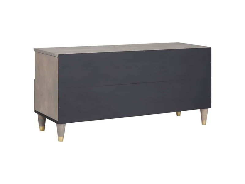  Meuble tv - banc tv - meuble de rangement gris 100 x 33 x 46 cm bois de mangue massif  - Conforama E
