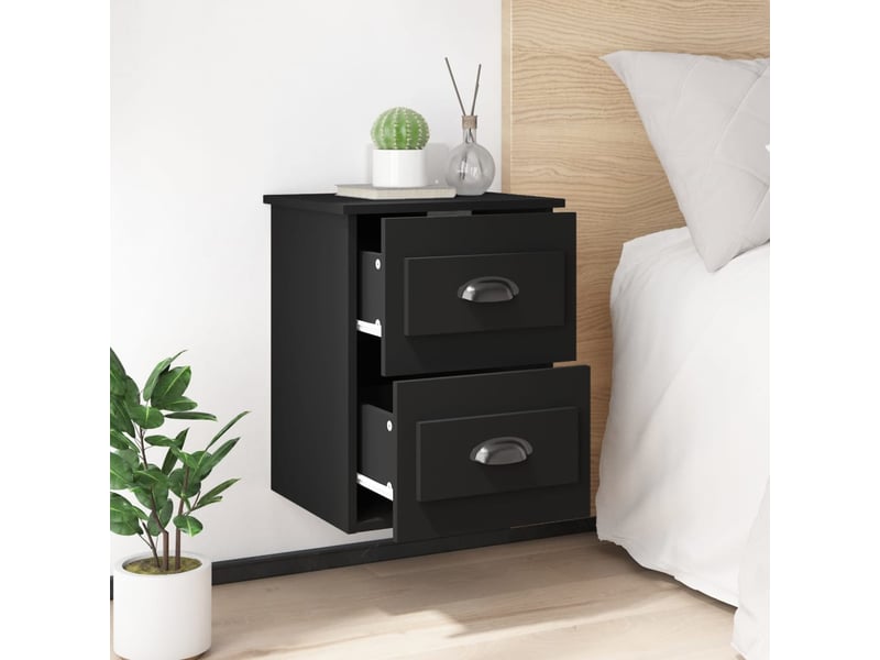  Lot de 2 tables de chevet - cabinet de chevet - table de nuit murales noir 41,5x36x53 cm  - Conforama C