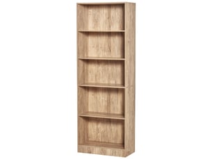 Bibliothèque, étagère de rangement à 5 niveaux avec étagères réglables, 63 x 29,2 x 176 cm, bois naturel