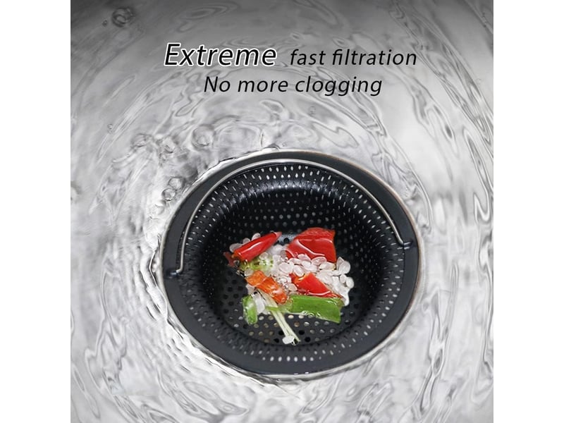  Lot de 2 filtres d'évier de cuisine en acier inoxydable pour évier de cuisine, évier, tamis anti-obstruction (11 x 8 x 2,6 cm)(noir)  - Conforama D