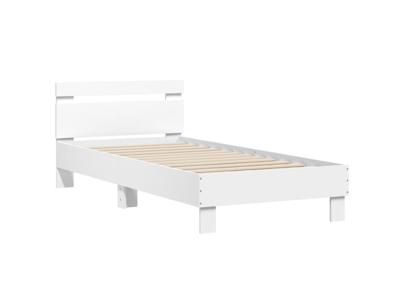  Lit simple- lit adulte -  cadre de lit sans matelas avec tête de lit blanc 90x190 cm  - Conforama B
