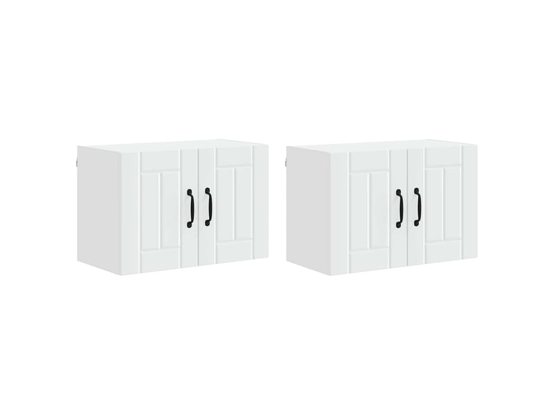 Meuble mural de cuisine | armoire de cuisine 2 pcs blanc bois d'ingénierie shl1022 - Conforama A