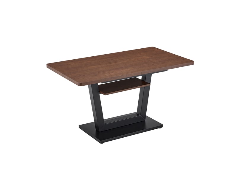  Table à manger extensible avec plateau mdf effet noyer et pieds en métal noir  - Conforama D