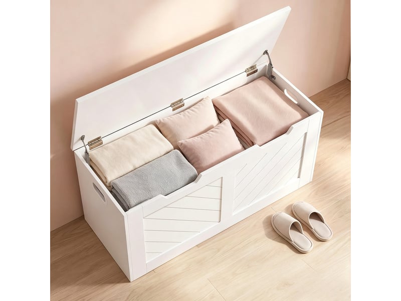 Banc de rangement blanc au style minimaliste, banc de rangement multifonction, pour entrée - Conforama B