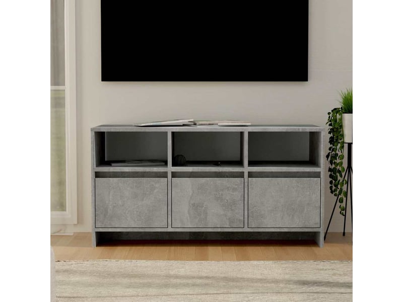  Meuble tv - banc tv - meuble de rangement gris béton 102x37,5x52,5 cm bois d'ingénierie  - Conforama B