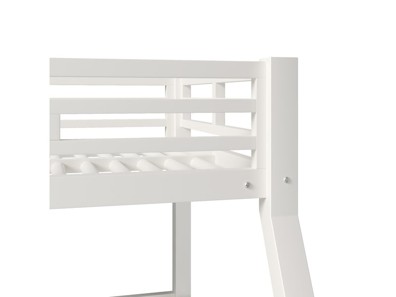  Lit superposé 3 places en métal avec 2 échelles et barrières, 90x200 cm, 120x200 cm et 140x200 cm, sans matelas, blanc  - Conforama E