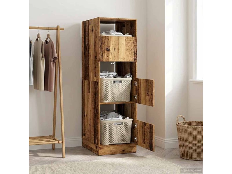  Armoire à laver bois ancien 50x68x162 cm bois d'ingénierie  - Conforama D