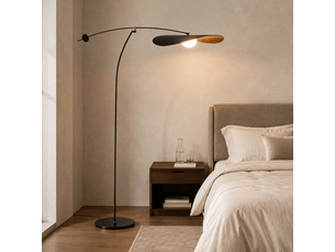 Lampadaire arqué feuille noire – sans ampoule