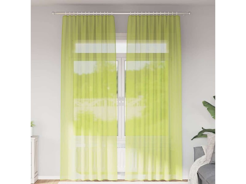  Lot de 2 rideaux en voile, voilages à œillets vert pomme cf44283  - Conforama B