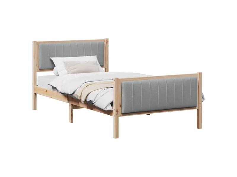  Lit simple- lit adulte -  cadre de lit avec tête de lit marron et gris clair 100 x 200 cm  - Conforama B