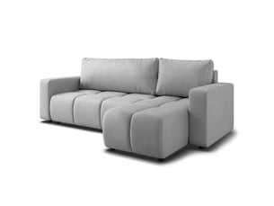 Canapé d'angle réversible convertible MASSENO 3 places Polyester gris avec coffre de rangement