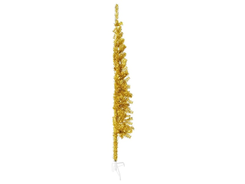  Demi sapin de noël - arbre de noël artificiel mince avec support doré 120 cm  - Conforama D