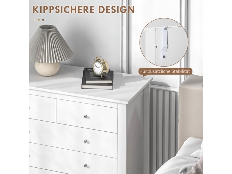  Kommode sideboard 79 x 39,5 x 80,5 cm – blanc – 5 tiroirs, ouverture silencieuse, anti-basculement  - Conforama E