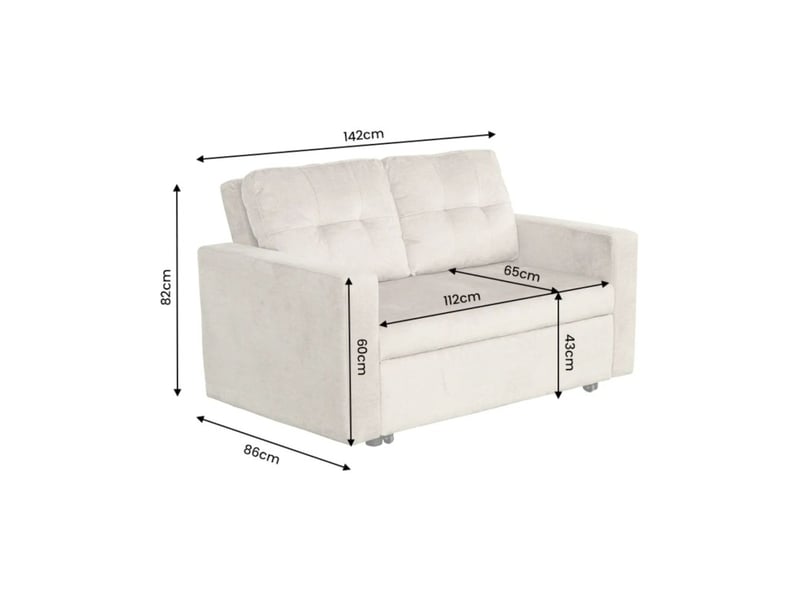 Canapé presto convertible 2 places en velours – beige champagne – 142 x 82 x 86 cm  - Conforama C