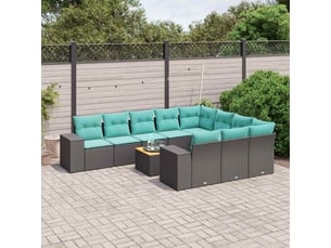 Vidaxl ensemble de canapé de jardin 11 pcs avec coussins noir résine tressée