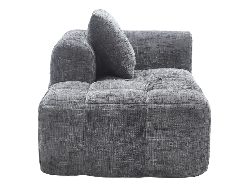 Canapé 2 places en chenille gris avec méridienne, coussin inclus et poches latérales pratiques  - Conforama A
