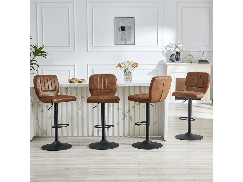  Chaise de cuisine 62-83 cm hauteur réglable rotation 360° dossier intégré repose-pieds similicuir vintage  - Conforama B