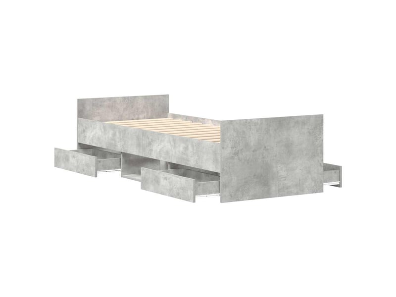  Lit simple- lit adulte -  cadre de lit sans matelas gris béton 100x200 cm  - Conforama D