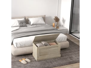 Coffre de rangement, coffre à s, avec charnière de sécurité, pour salon, en bois, 80 x 40 x 45 cm, bois naturel