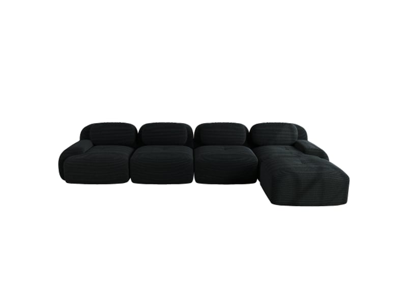 Canapé d'angle noir 4 places – mousse haute élasticité 32d, chaise longue, sans cadre ni montage - Conforama A