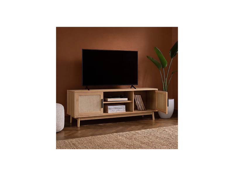 Meuble télé en bois cannage 120 x 40 x 45 cm 62866 - Conforama C